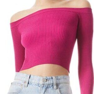 Alice + Olivia Jeanne Off Shoulder Rib Pullover